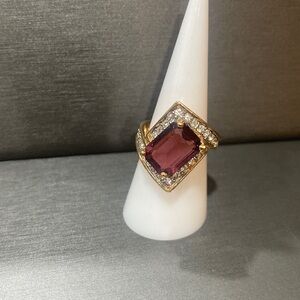 Park Lane Retired Hostess Mauve Emerald Cut CZ Cocktail Ring Stunning!